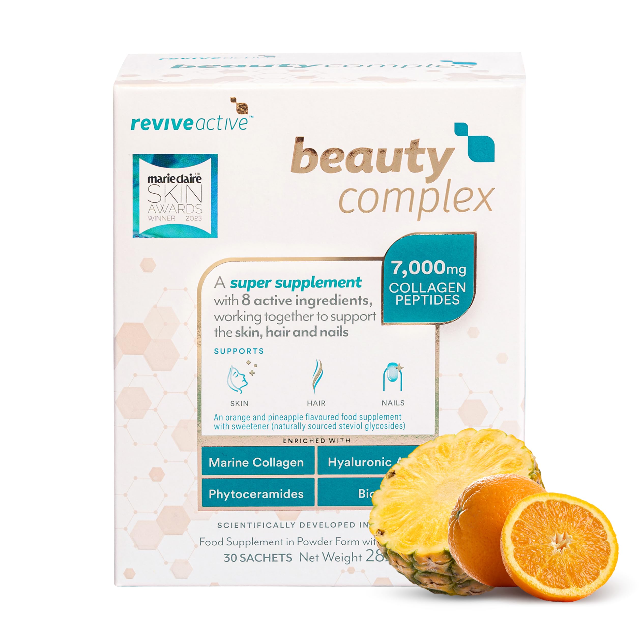 Revive ActiveBeauty Complex Super Supplement | 8 Ingredients to Support Skin, Hair & Nails | 30 Day Supply | Collagen, Hyaluronic Acid, Phytoceramides & Biotin