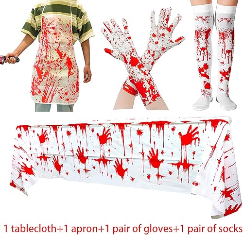 Miniatura 2 de Delantal sangriento de Halloween salpicado de sangre de miedo, delantal de cocina, delantal de cosplay, disfraz de carnicero para mujeres y hombres