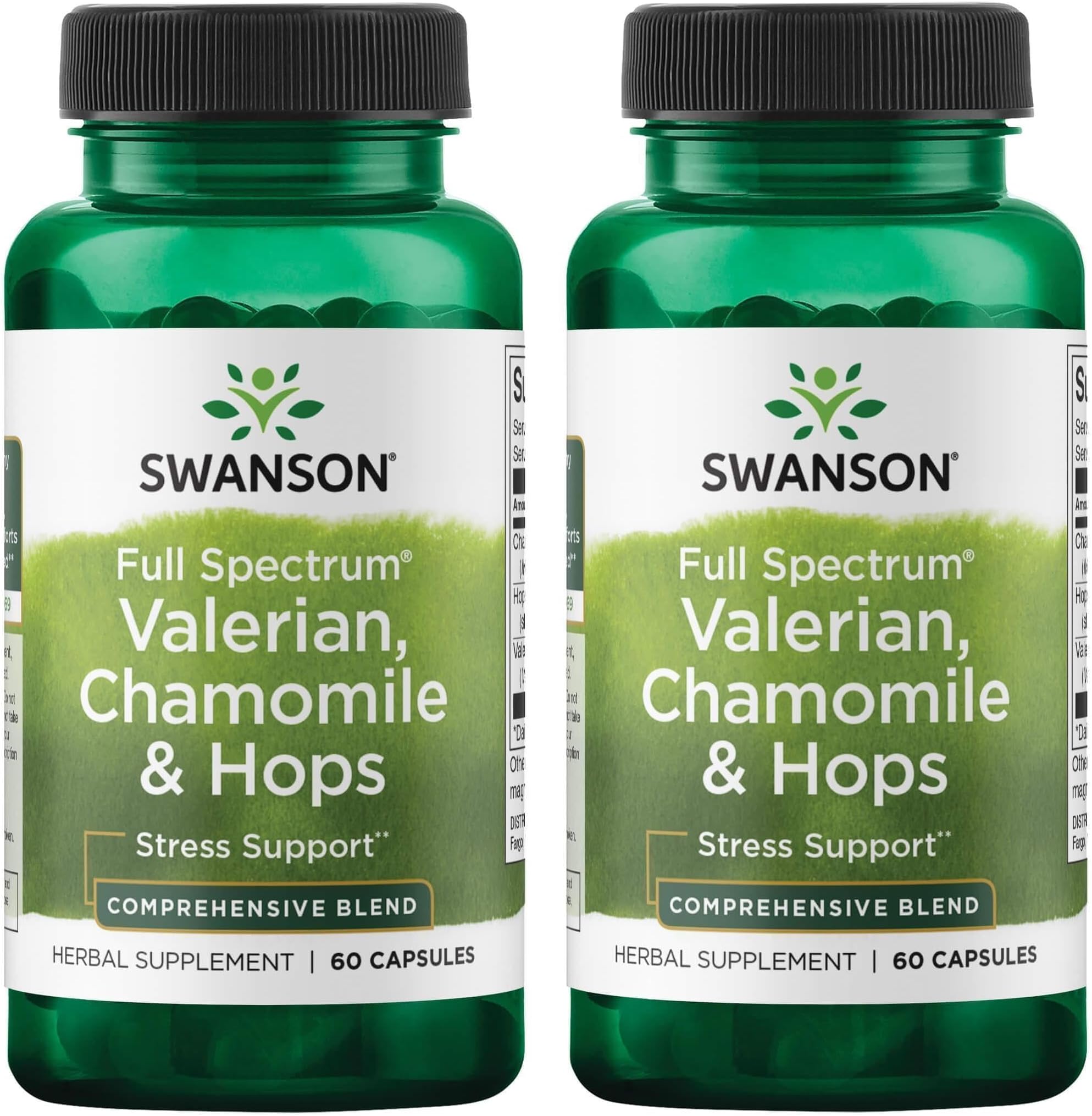 Valerian, Chamomile & Hops - Full Spectrum Herbal Supplement Promoting Relaxation & Comfort - Natural Formula Supporting Mind & Body Wellness - (60 Capsules) (2 Pack)
