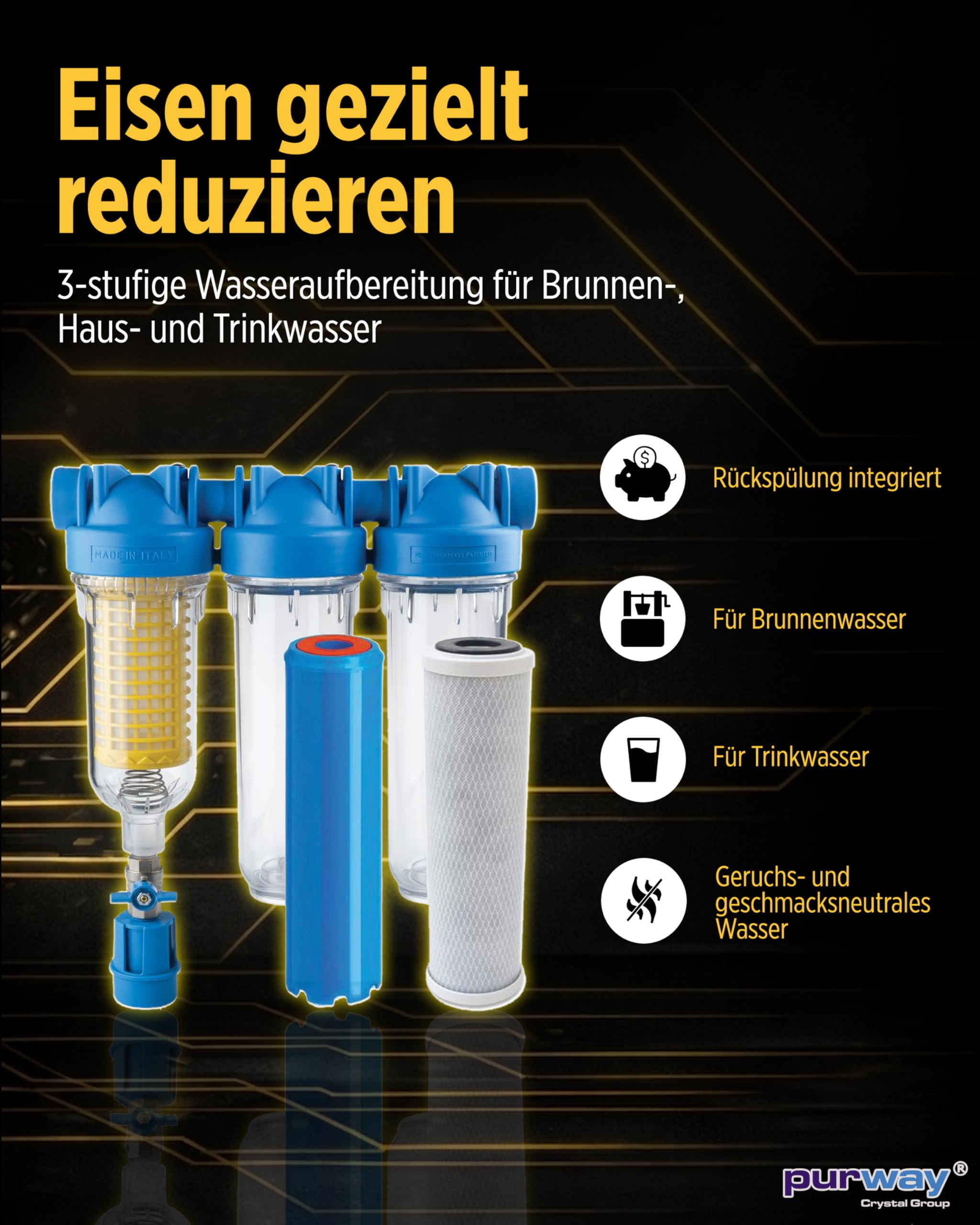 Purway HYDRA Ironmaster 1" Set Eisenfilter Brunnenwasserfilter Hauswasserfilter Chlor
