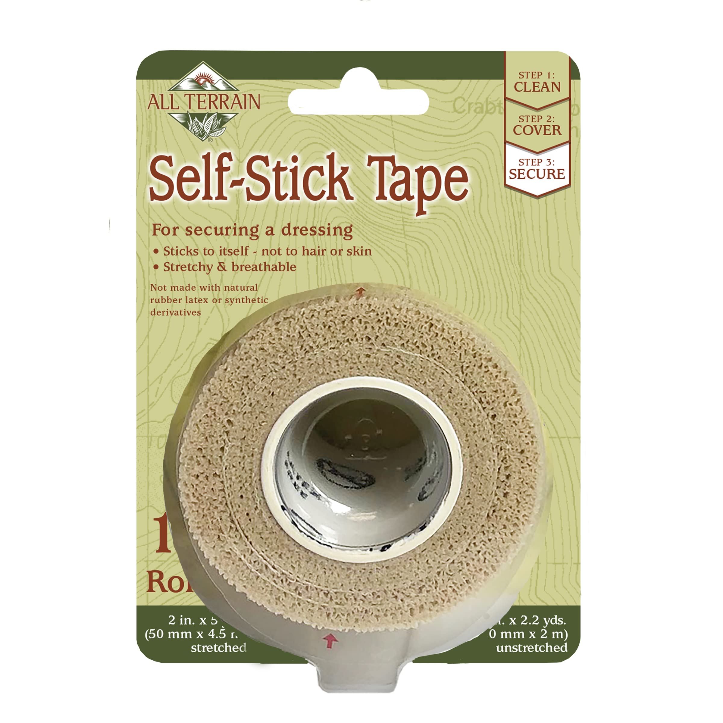 All Terrain Self-Stick Tape, 180-Inch Roll, Latex-Free, Breathable & Flexible Non-Adhesive Bandaging Tape