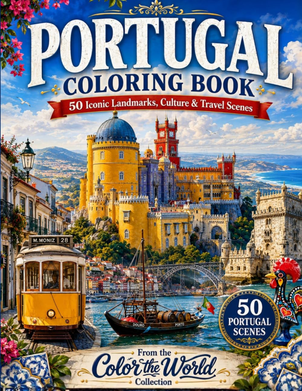 Portugal Coloring Book: 50 Iconic Landmarks, Culture & Travel Scenes (Ludicrous Coloring Books)