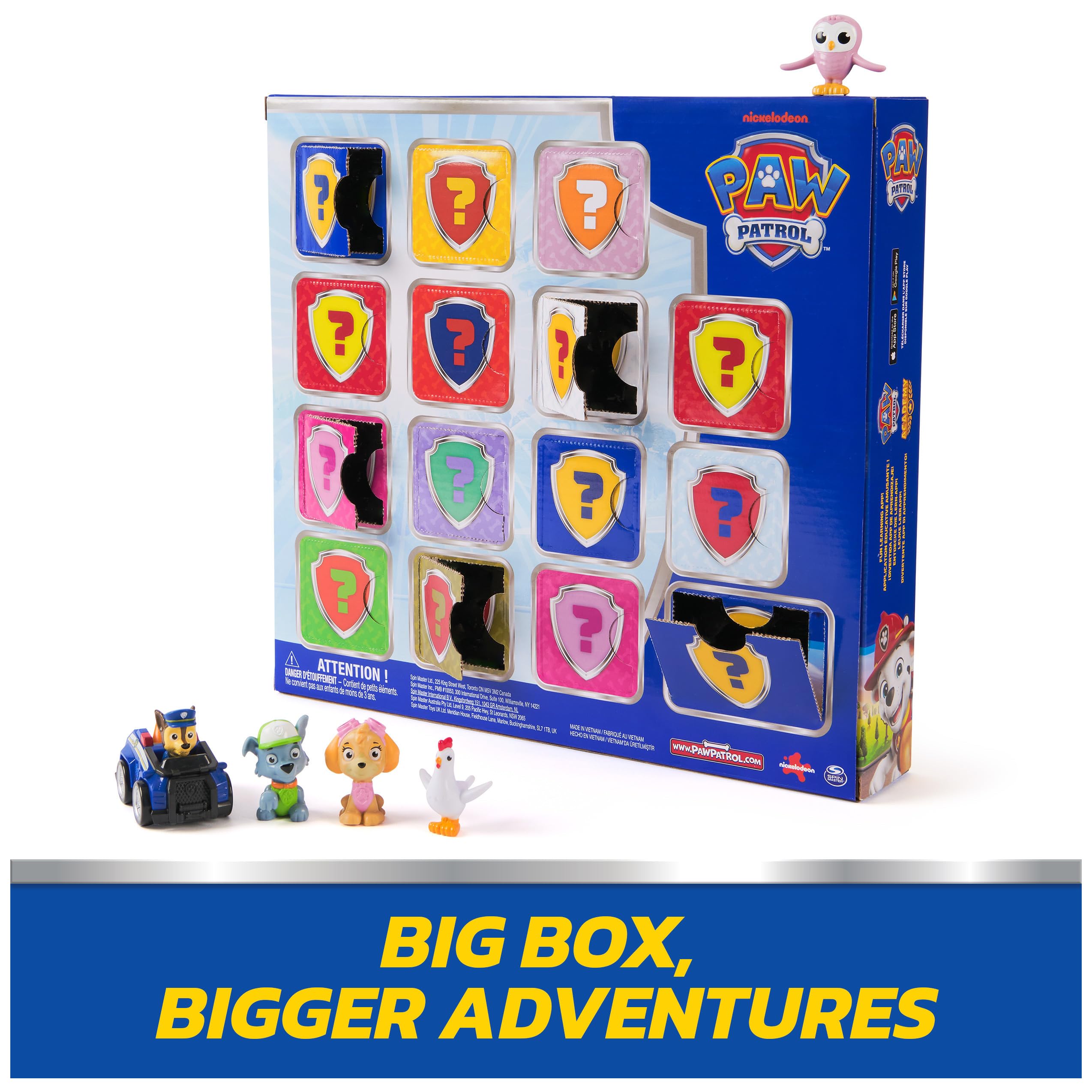 Paw Patrol Rewards Box, 8 Mini Figures, 2 Animal Figures, 4 Sticker Sheets & 1 Pup Squad Racer, Kids Toys for Boys & Girls Ages 3 and Up