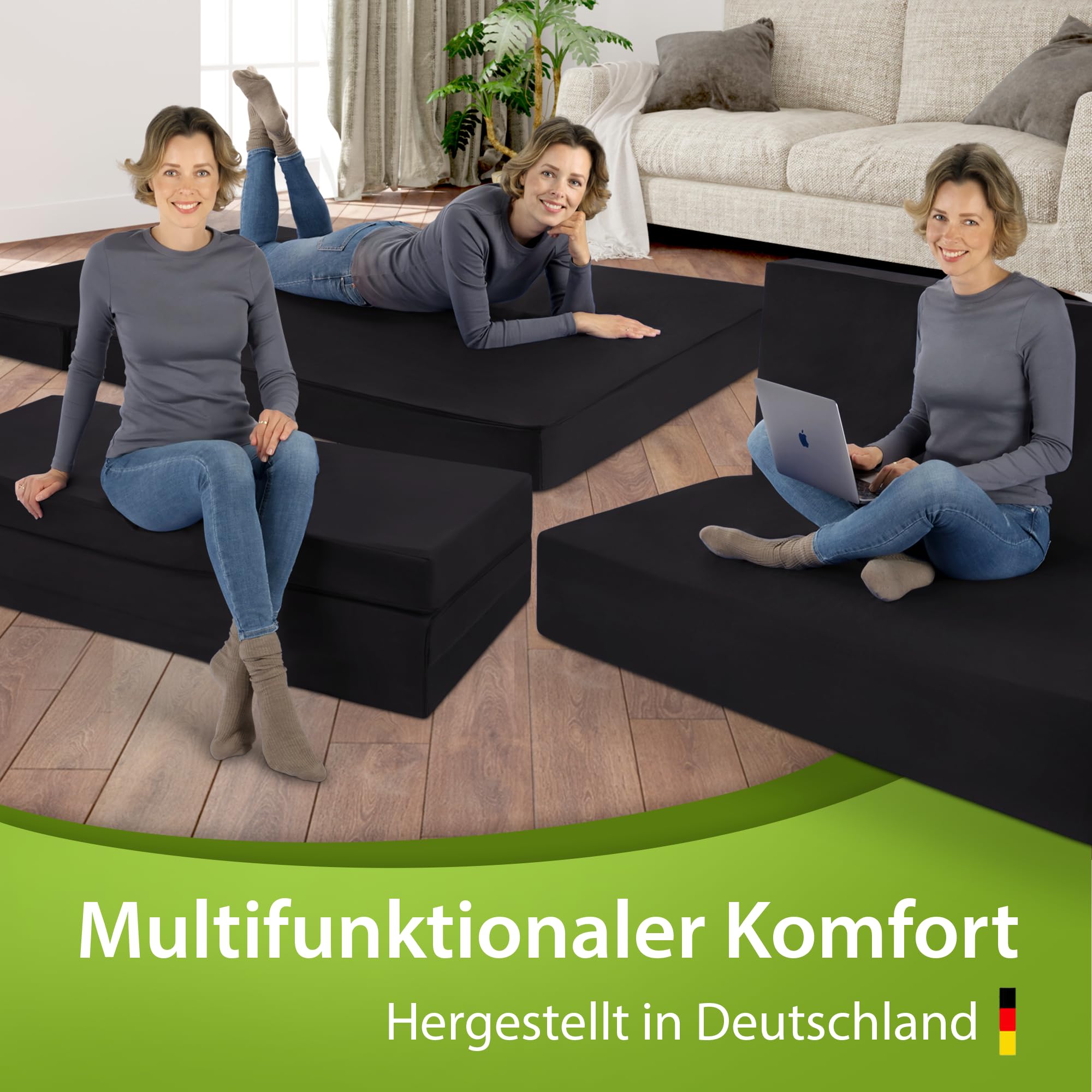 SHOGAZI Faltmatratze Klappmatratze 90 x 200 x 12 cm – Gästematratze klappbar Made in Germany, VERGLEICHSSIEGER aus orthopädischem Kaltschaum, Anthrazit