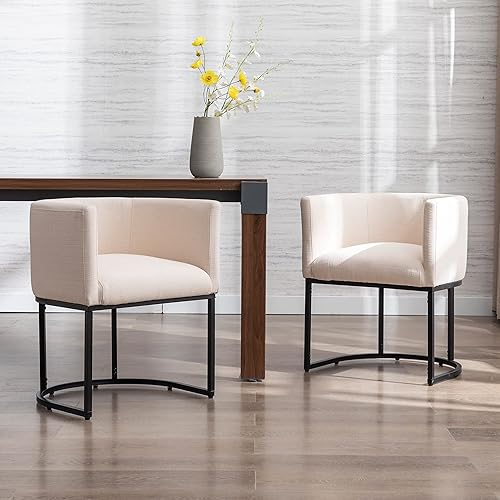 Miniatura 49 de Silla de comedor tapizada, moderna silla lateral de barril, sillas de comedor tapizadas, cómoda silla auxiliar de cocina para sala de estar, color