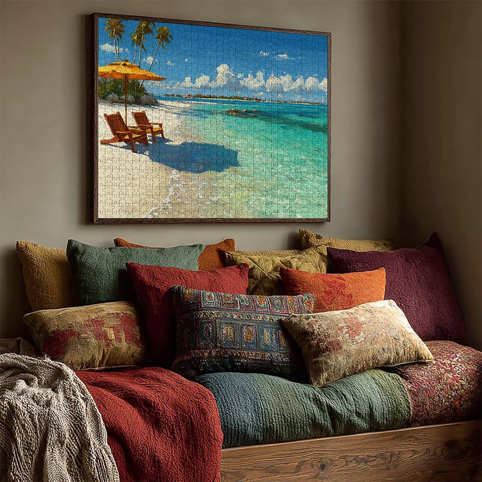 Puzzle Arte con Scatola Blu, Vista Mare Puzzle Legno 5000 Pezzi Adulti 156x105cm, Attività di Intrattenimento ad Alta Difficoltà, DIY Classici Gioco, Jigsaw Per Tutta La Famiglia, Regalo, 0-2816