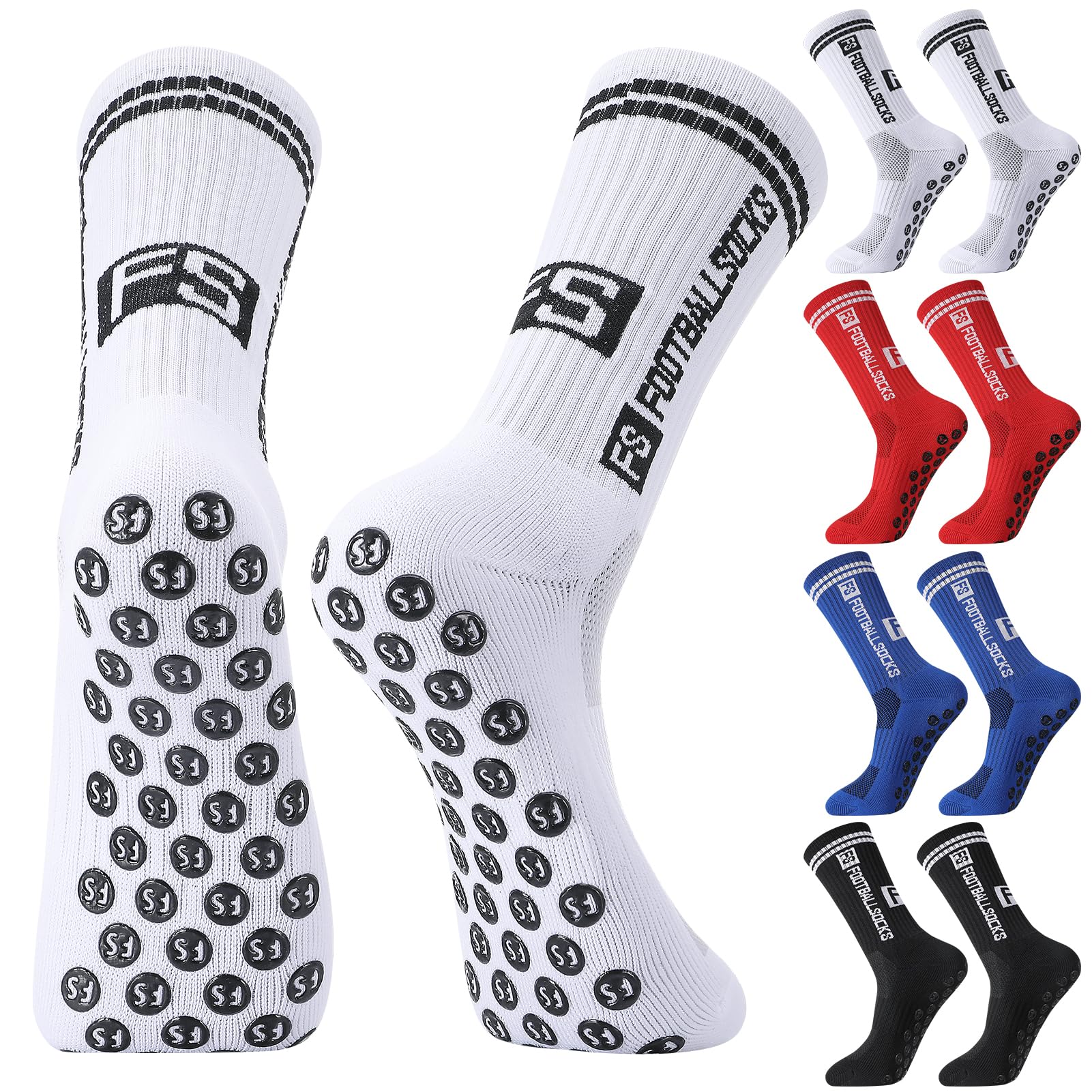 Utensilsto 4 paia di calzini da calcio per bambini, calzini da calcio, antiscivolo, per calcio, basket, corsa, rugby tennis