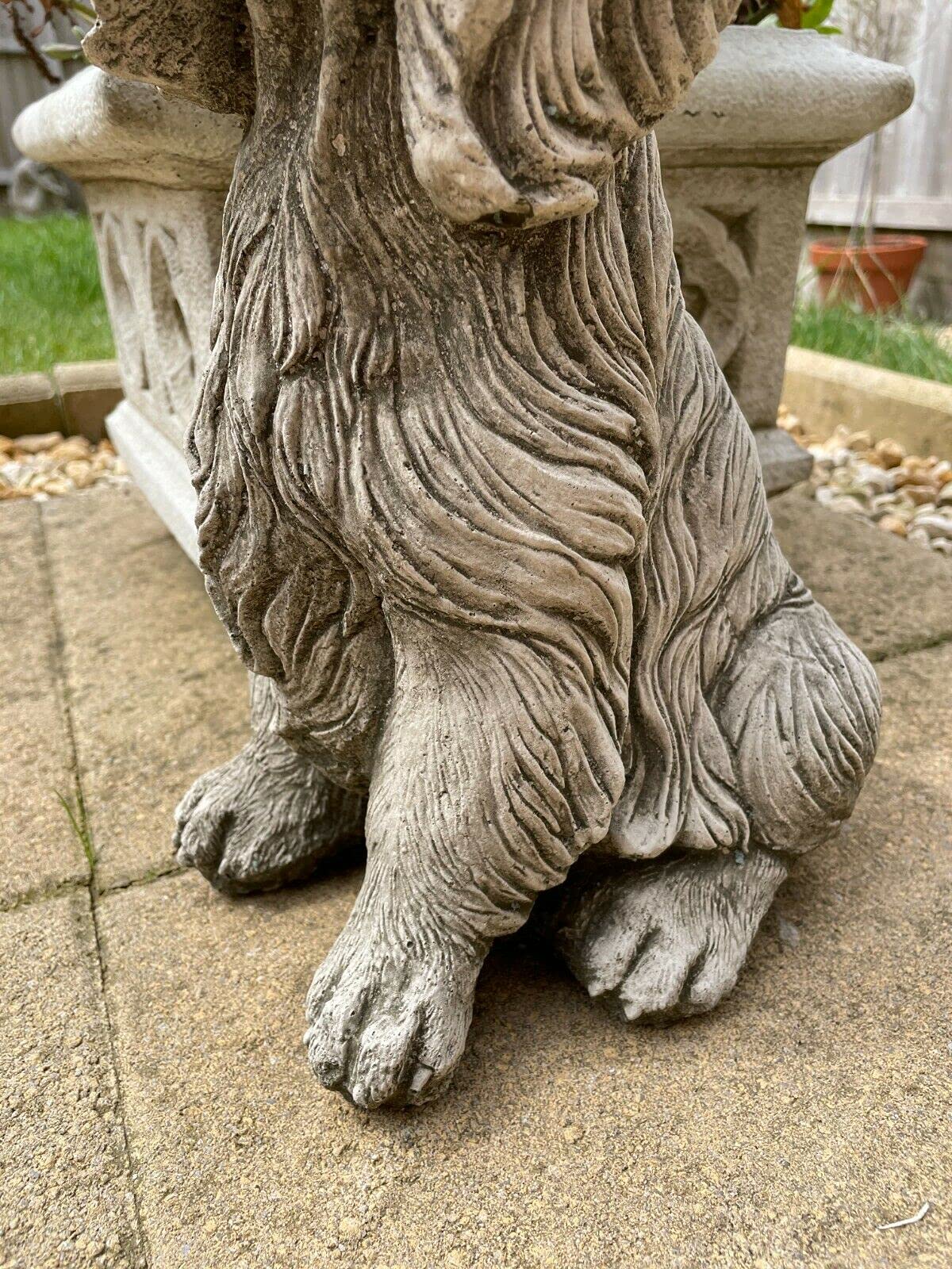 Figura decorativa de piedra de Spaniel | Animal cachorro perro al aire libre escultura de jardín