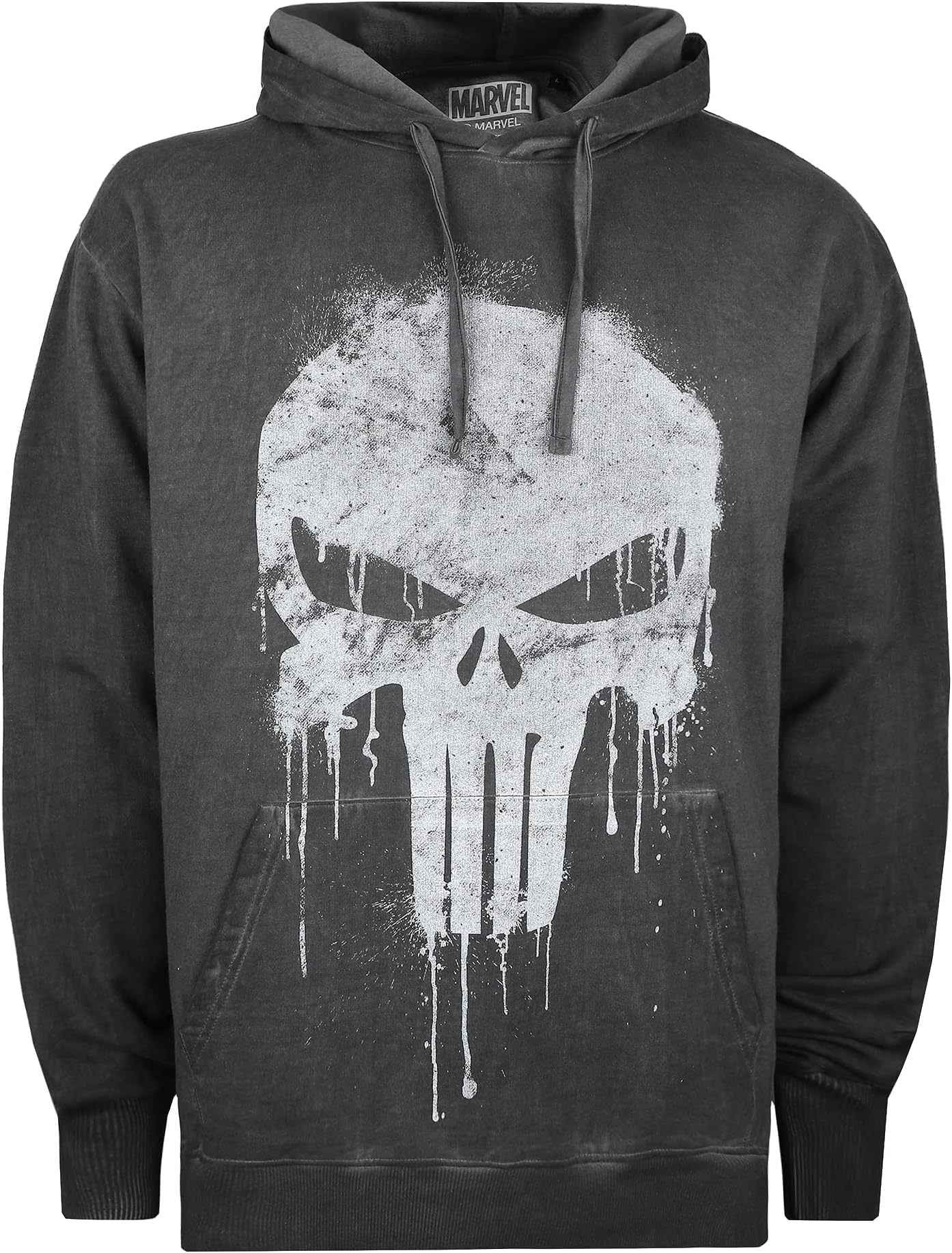 Cotton Soul Marvel Punisher Skull Vintage Wash Unisex Hoodie, Vintage Black, Small