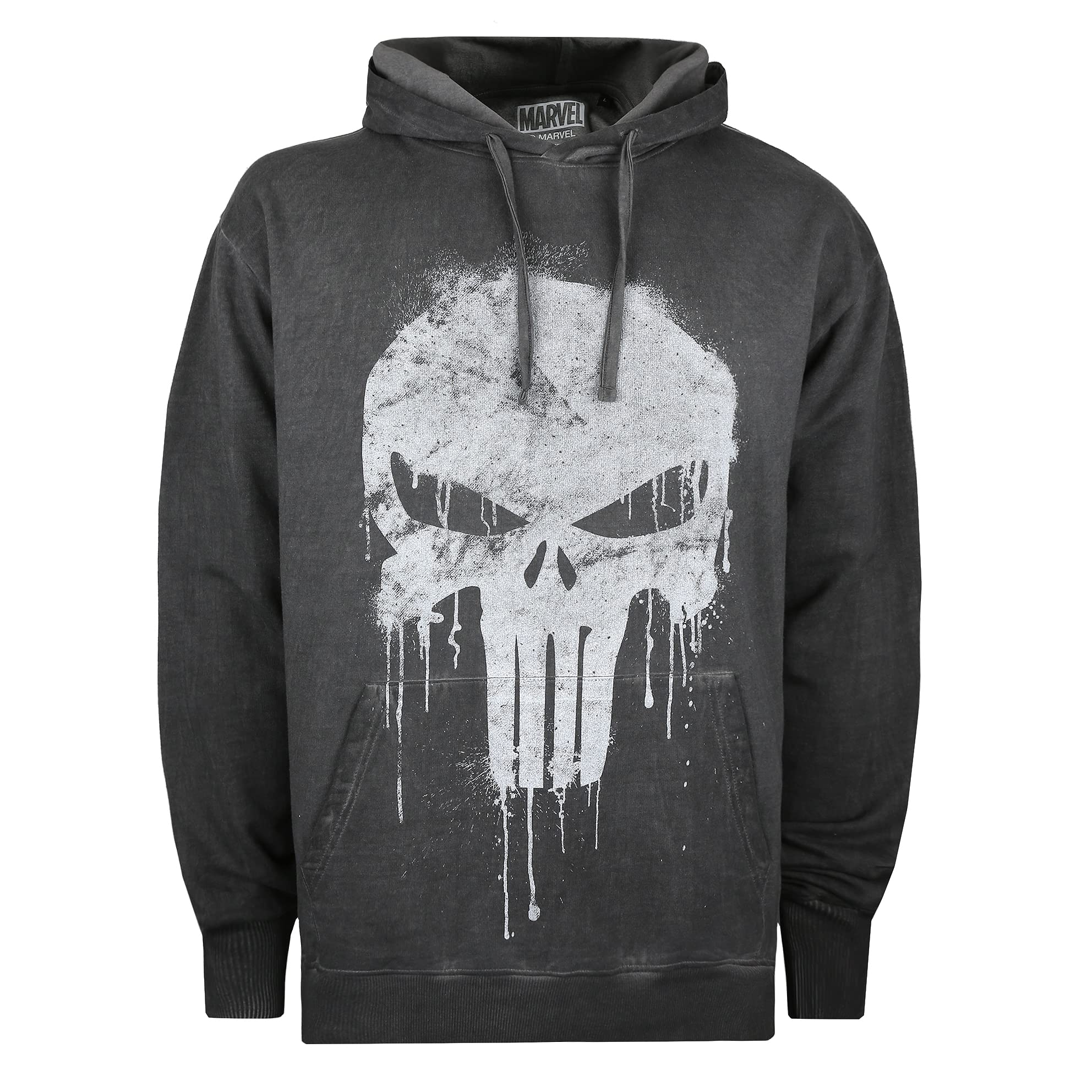 Cotton Soul Marvel Punisher Skull Vintage Wash Unisex Hoodie, Vintage Black, Small