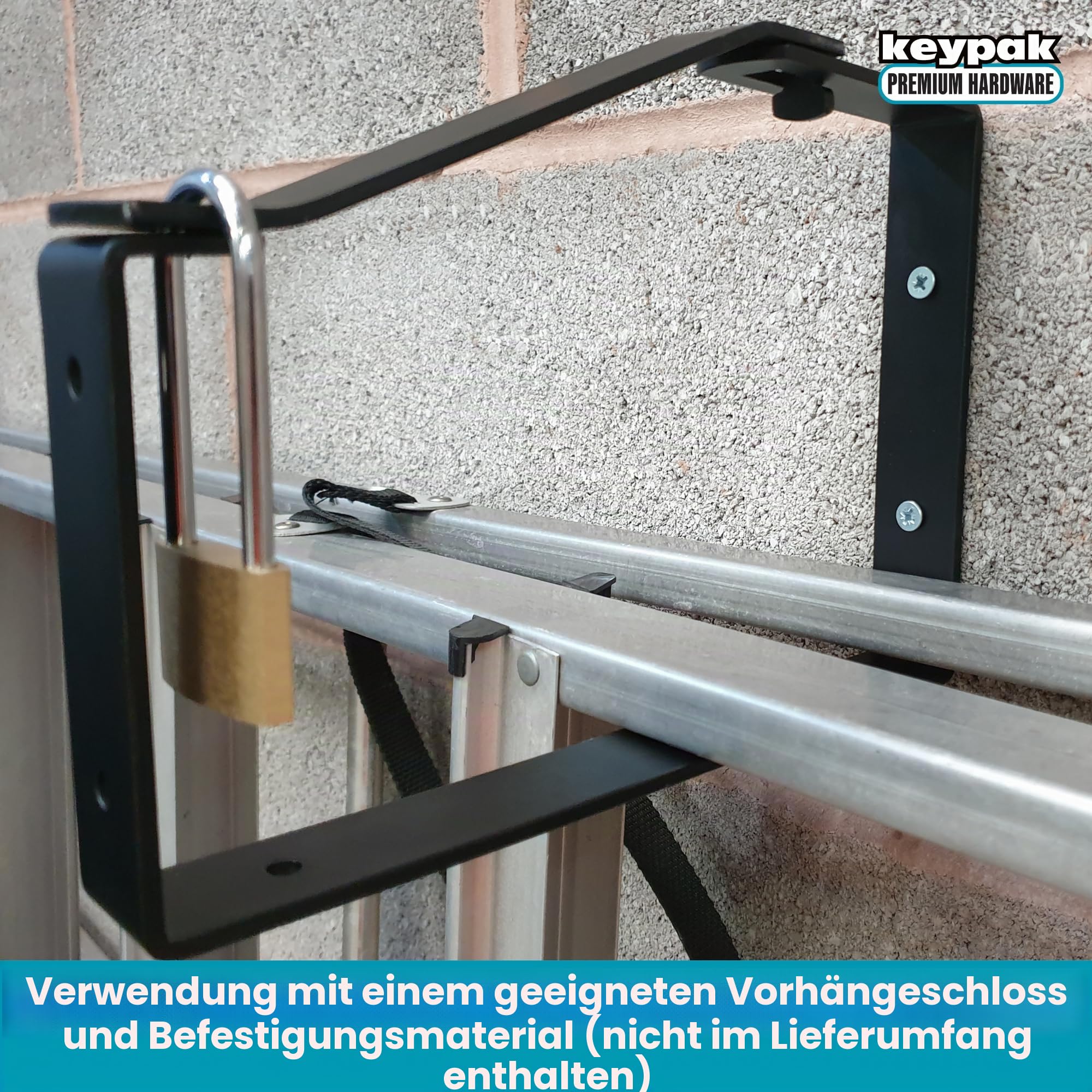 Keypak Universal-Wandleiter-Halterungen, abschließbar, sichere Aufbewahrung, 170 x 235 x 30 mm, Schwarz, 2er-Pack