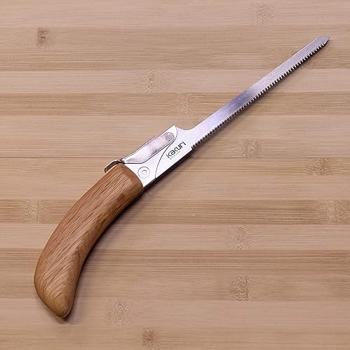 Miniatura 3 de KAKURI Sierra japonesa de ojo de cerradura para madera, dientes finos de 6 pulgadas, sierra de mano para carpintería, mango de roble rojo acabado