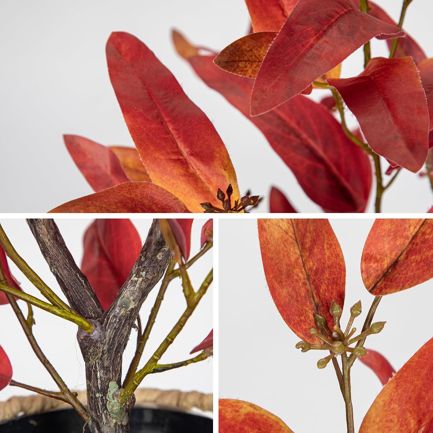 Briful Artificial Plant Farmhouse Table Decor, Red Eucalyptus Plant Home Indoor Decor, Red Fake Plants for Office Coffee Living Room Patio Table Decorations - Image 4