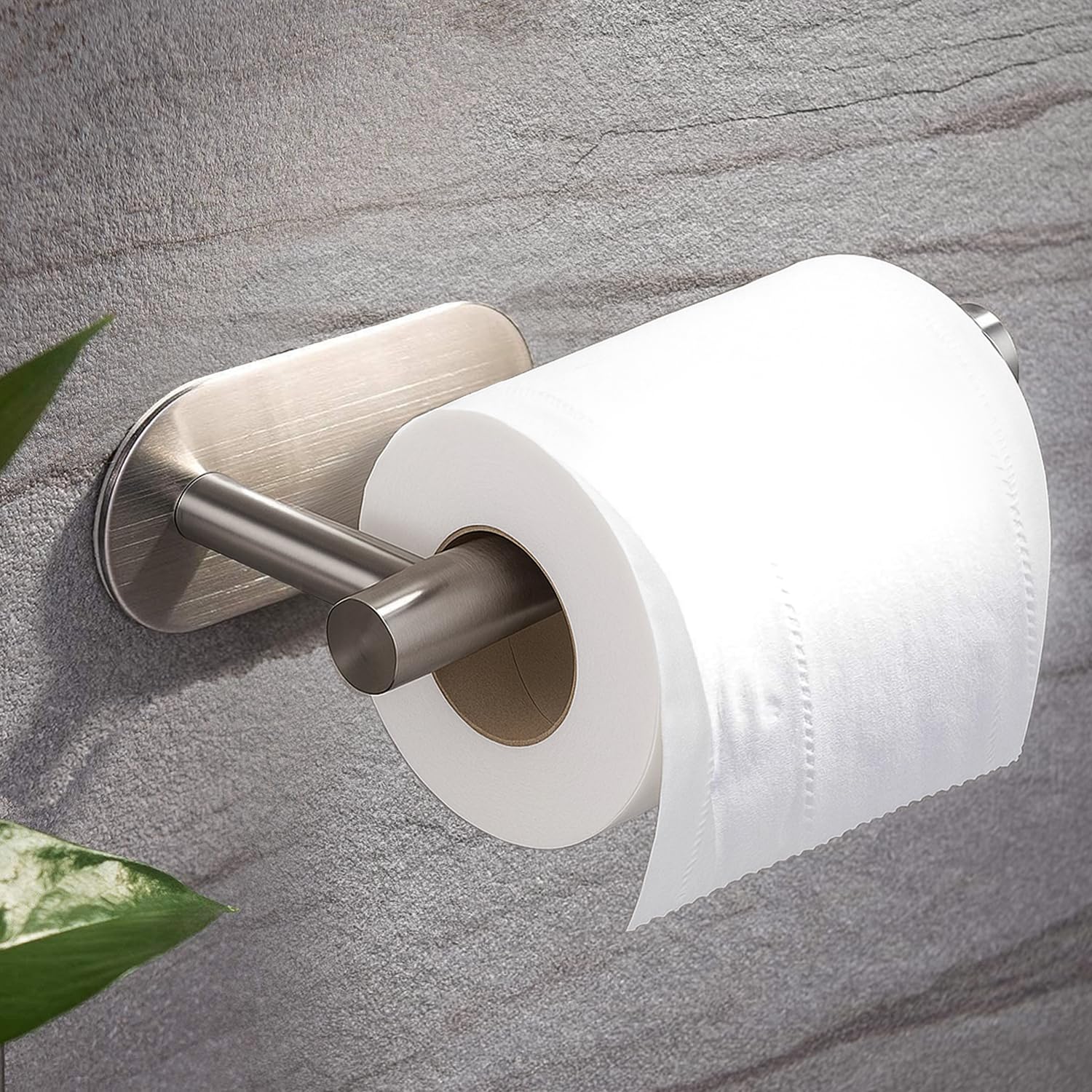 AMERTEER Adhesive Toilet Paper Holder | Rustproof 304 Stainless Steel Peel and Stick Roll Holder for Kitchen & Washroom