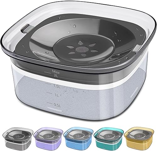 UPSKY Cuenco de agua para perros de 70 onzas, 2 litros, sin derrames, gran capacidad, a prueba de derrames, alimentador de agua lento, sin