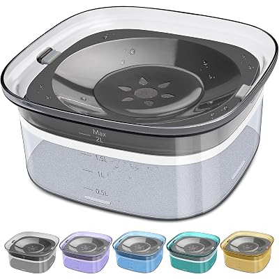 UPSKY 70oz Dog Water Bowl 2L No Spill Dog Bowls Large Capacity Spill Proof Slow Water Feeder, No Splash Pet Water Dispenser Vehicle Carried Travel Slow Drinking Bowl for Messy Drinkers
