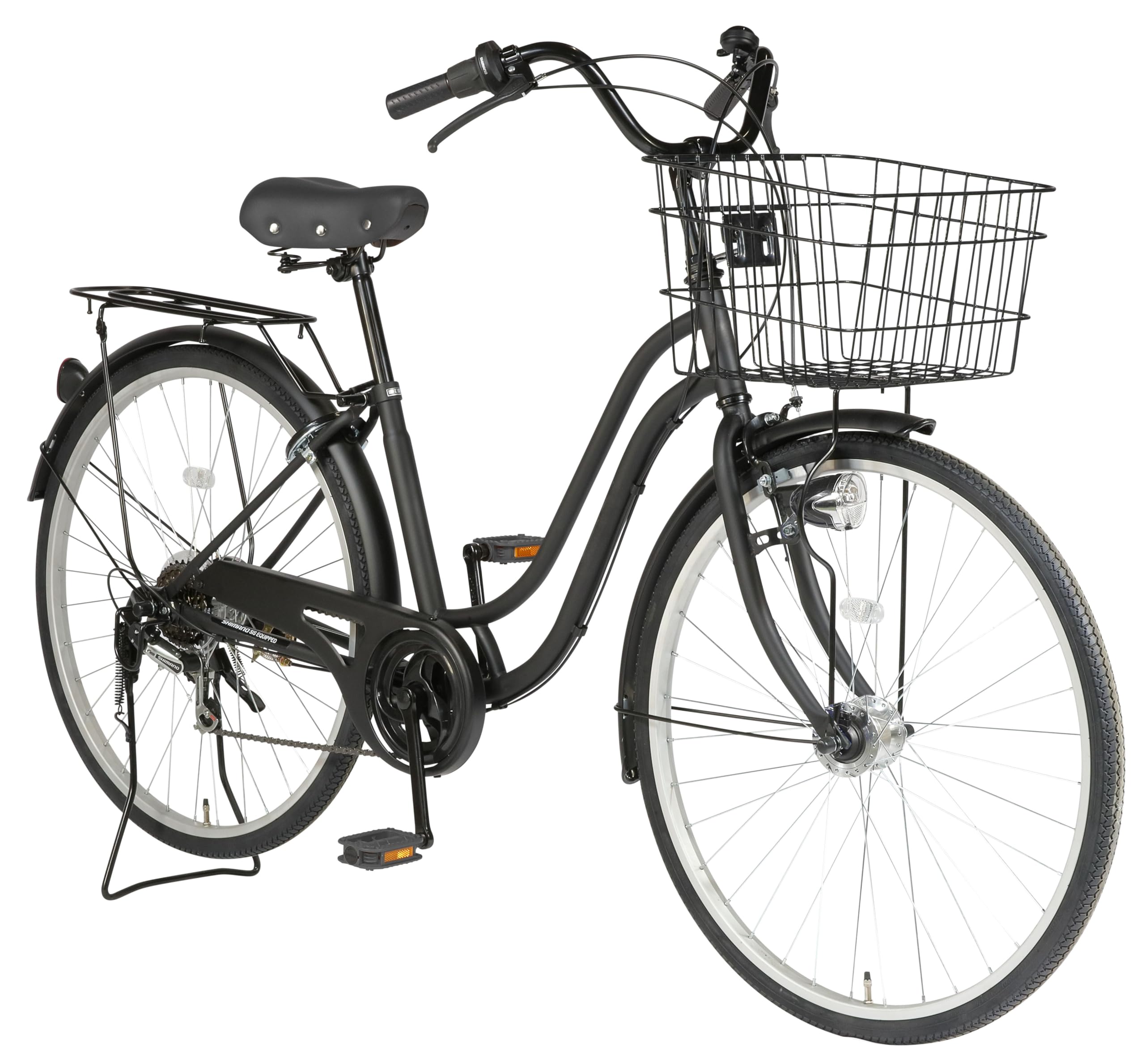 シティサイクル 自転車 26インチ６段変速 LEDオートライト ノーパンクタイヤ Amazon | AERO 防災サイクル 26型 6段変速・LEDオートライト付 シティ