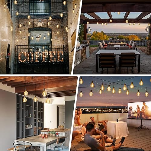 Miniatura 7 de NUODIFAN - Bombillas Edison G25, paquete de 6 bombillas Edison vintage de 60 W, bombillas Edison de filamento en espiral, base E26, luz cálida de