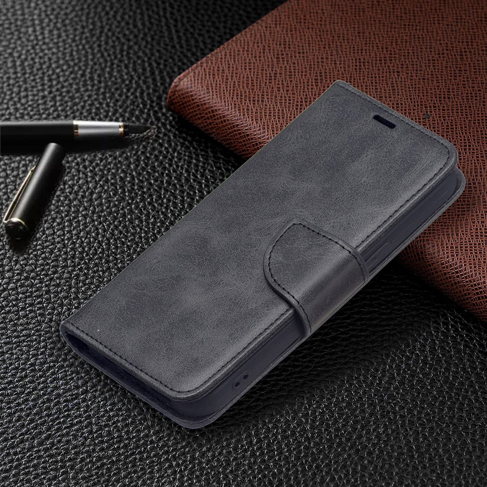 McWaLa Custodia A Portafoglio In Pelle Per IPhone 13 Pro - Con Slot Per Carte, Cinturino Da Polso E Funzione Cavalletto - Blu