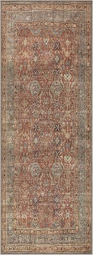 Miniatura 3 de Bloom Rugs Alfombra lavable de 12 pies, color beige y terracota tradicional persa para entrada, pasillo, baño y cocina, tamaño exacto 2 pies 6