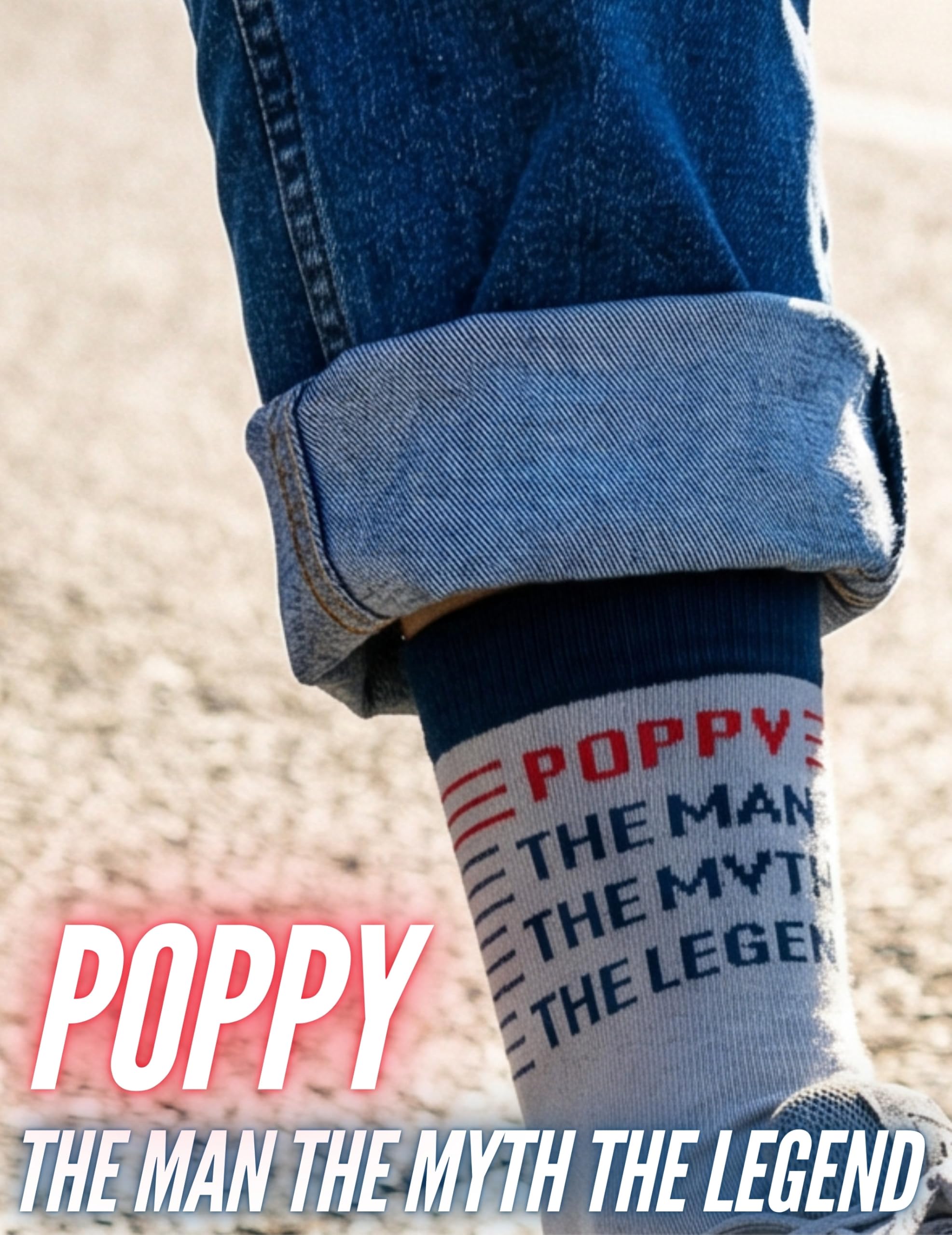 InnoBeta Fathers Day Poppy Gifts Socks, Poppy Gifts for Grandpa, One Size Crew Socks