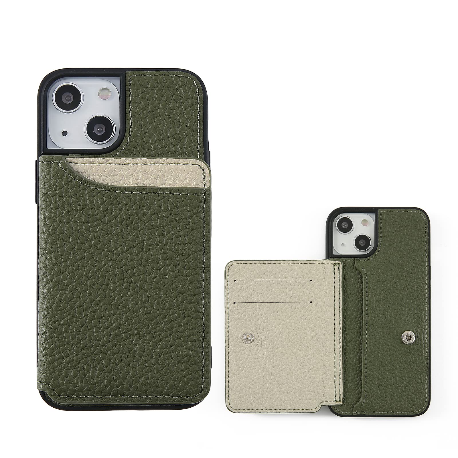 Amazon | HanaRo iPhone13 ダークグリーン×アイボリー バイ