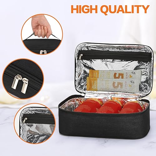 Miniatura 5 de Pequeña bolsa de almuerzo mini bolsa térmica portátil con aislamiento térmico negro