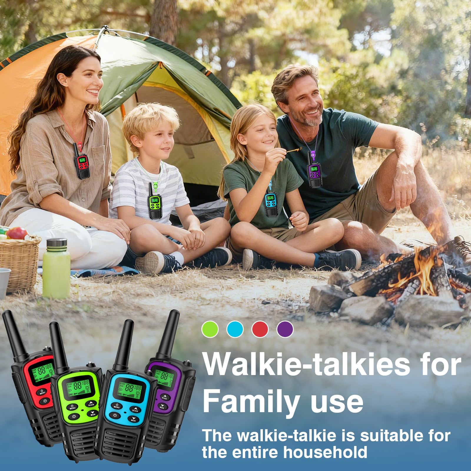 4 PCS Talkie Walkie Longue Portée 5 km Talkie-Walkie Enfants Adultes 8 Canaux en Europe/22 aux États-Unis Walkie Talkies Rechargeable USB-C avec VOX Torche pour l'Extérieur Camping Randonneé