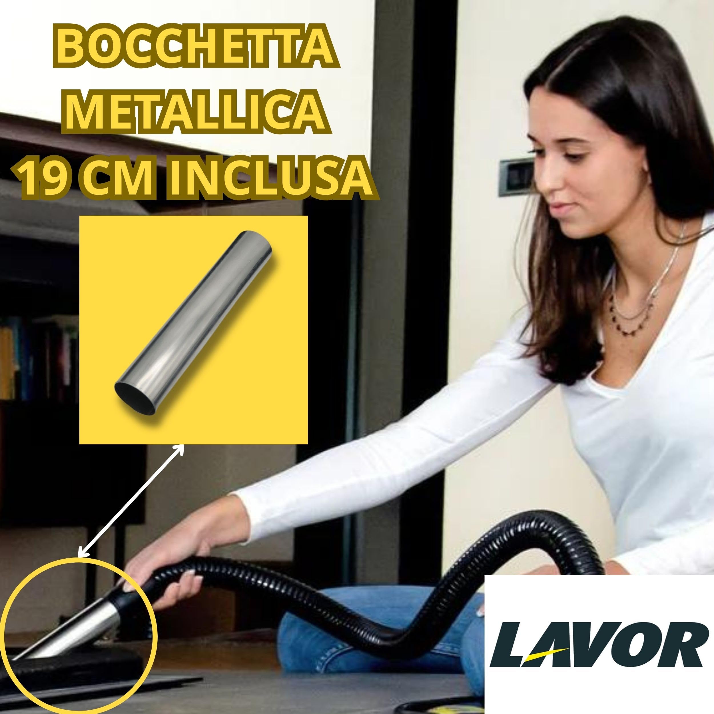 Tubo Aspiracenere Lavor da 1.5m con Bocchetta Metallica - Flessibile, Nero, per Caminetti e Stufe