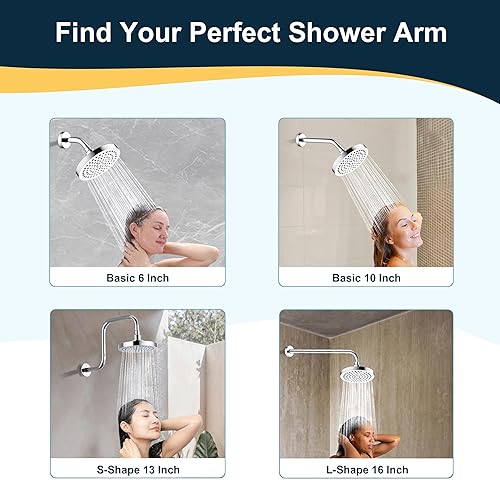 Vista 15 de BRIGHT SHOWERS Brazo de extensión de cabezal de ducha de 13 pulgadas con brida en forma de S, extensor de altura alta, brazo largo de acero Cromo