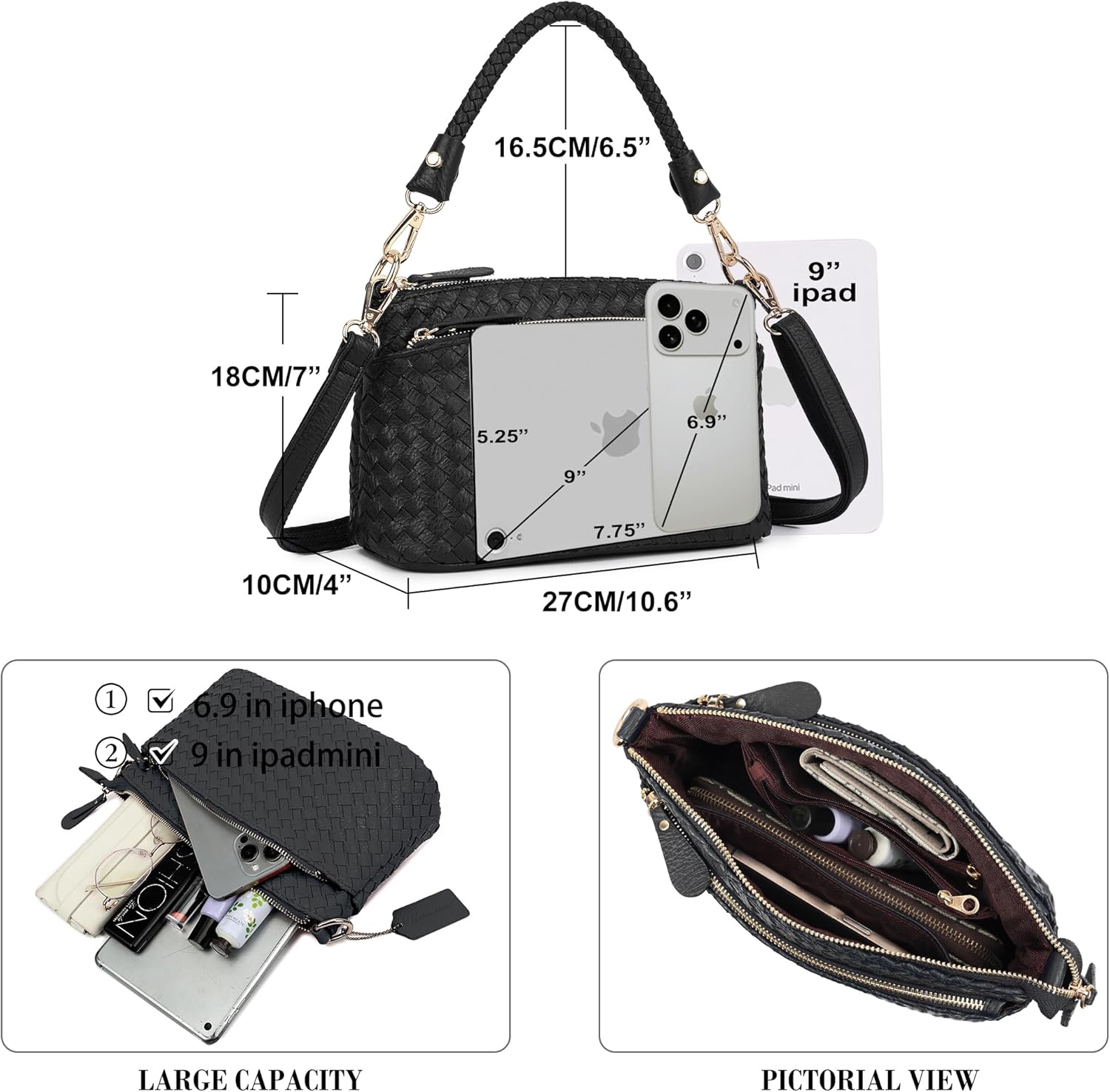 Vegan Leather Crossbody Bag For Women Small Shoulder Purse with Braided Top Handle Versatile Tote Bag ideal Gifts for Ladies - Image 4