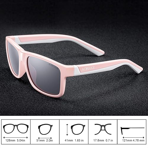 Miniatura 2 de ACBLUCE Gafas de sol polarizadas para niños, adolescentes y jóvenes, para protección UV400, lentes rosas de 6 a 12 años