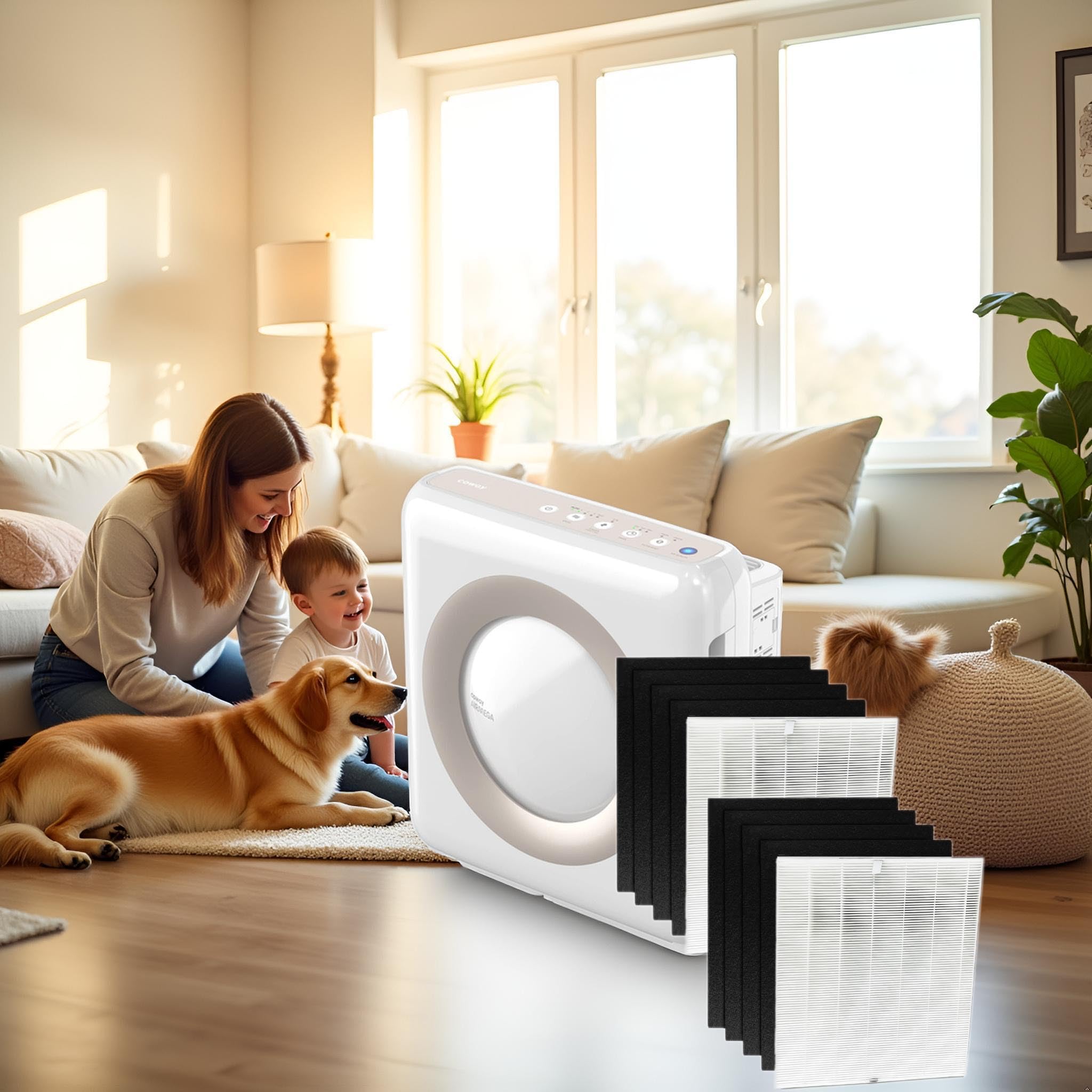 Filtro de aire HEPA de repuesto + 4 prefiltros de carbono, compatible con COWAY Airmega 200M AP-1512HH AP-1518 Purificador de aire, kit de filtro H13 de alta eficiencia #3304899 (aire 200M 2+4)