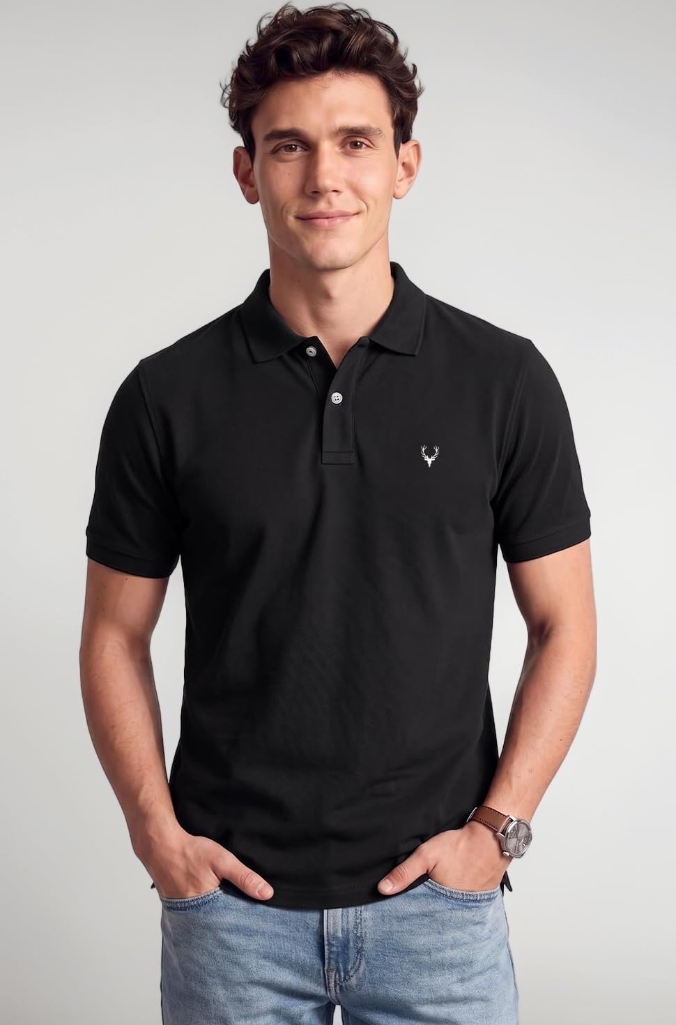Men’s Polo T‑Shirt | Comfortable Rich Cotton Blend, Band Collar, Regular Fit | Stylish & Premium All Day Wear