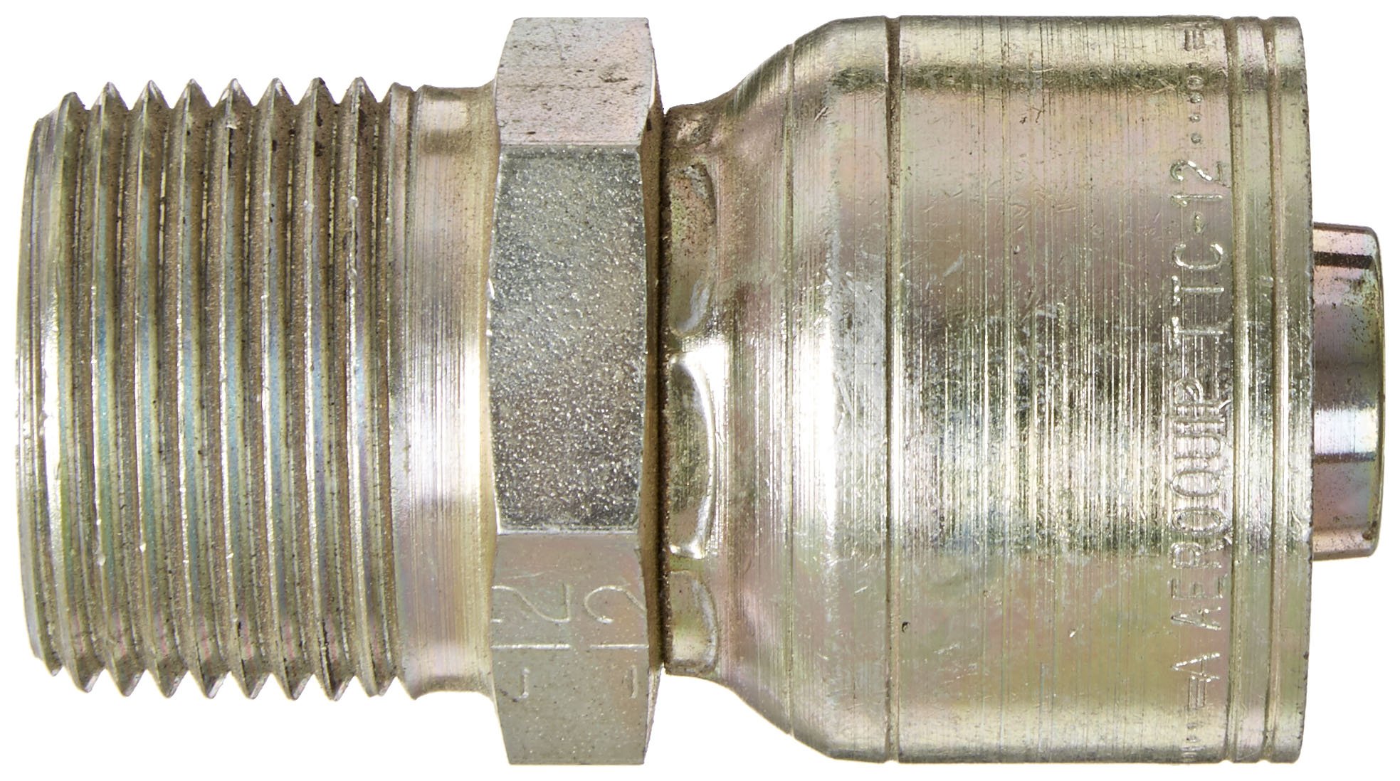 Aeroquip 1AA16MP12 Carbon Steel Global TTC (Thru the Cover) Crimp Hose Fitting Male Pipe, Straight, 3/4