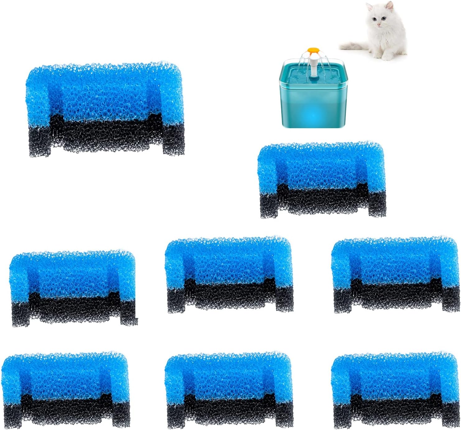 Qzbhct Cat Fountain Filter Replacement, Upgraded Sponger