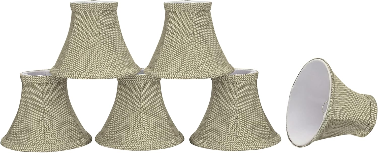 Aspen Creative 30061-6A, Bell Clip-On Chandelier Lamp Shade, Light Beige, 3" Top x 6" Bottom x 5" Slant Height, Set of 6