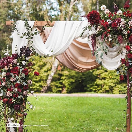 Miniatura 7 de Bluekate Tela de gasa. Tela transparente continua de 10 yardas. Camino de mesa rosa de tela de gasa, camino de mesa de gasa para boda, tela drapeada