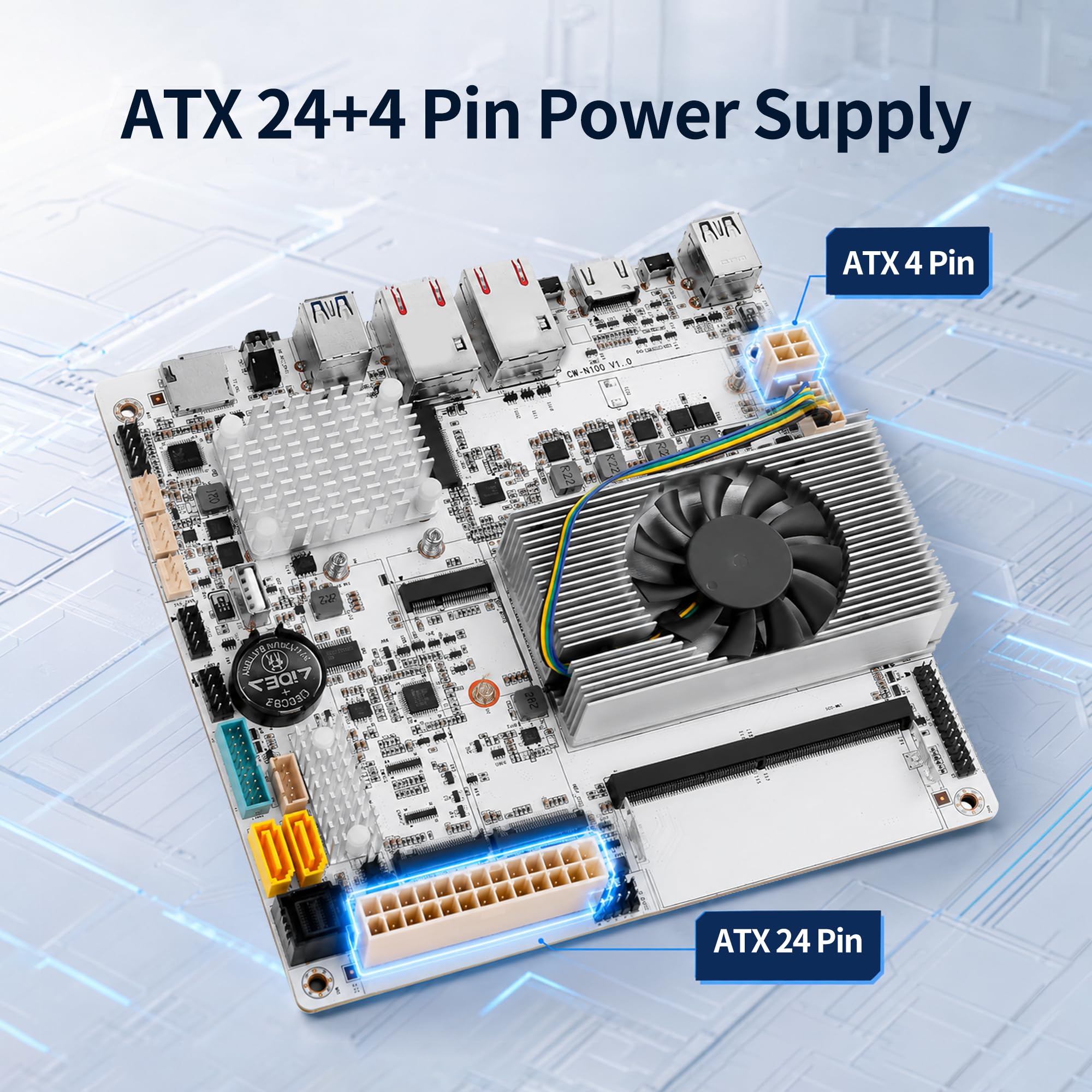 Placa base Mini ITX NAS de 6 bahías con CPU N150, DDR5 SODIMM, 3 ranuras NVMe, 2 x LAN RJ45 X550-AT2 de 10GbE, 17 x 17 cm, placa base para PC de servidor doméstico, 2USB3.0, USB-C, GPIO