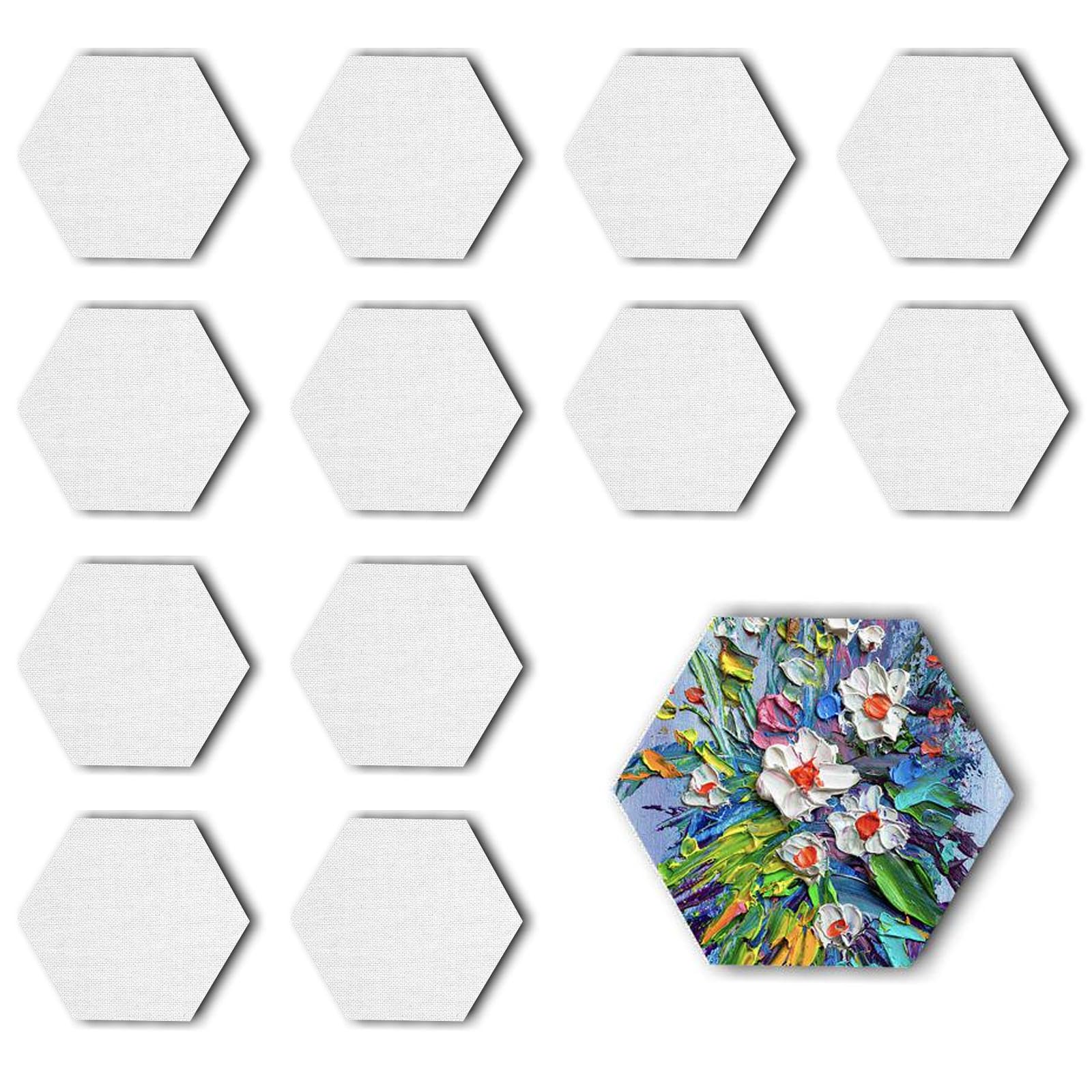 12 tele magnetiche in cotone per acrilici, olio, gouache, pasta strutturale (Hexagon 12)