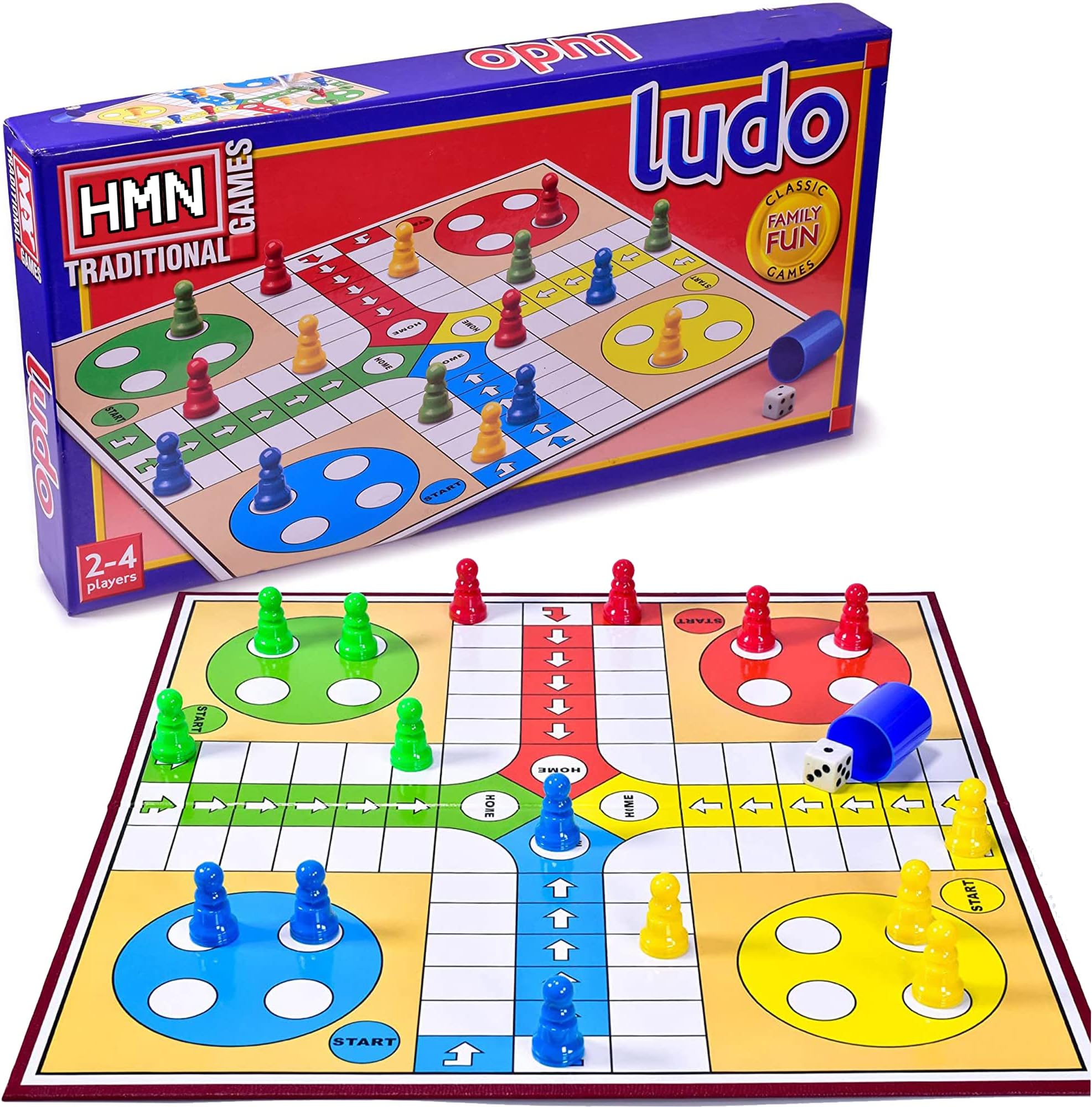 HMN Folding Ludo Game Set - Traditional Ludo Board for Adults Indoor Fun