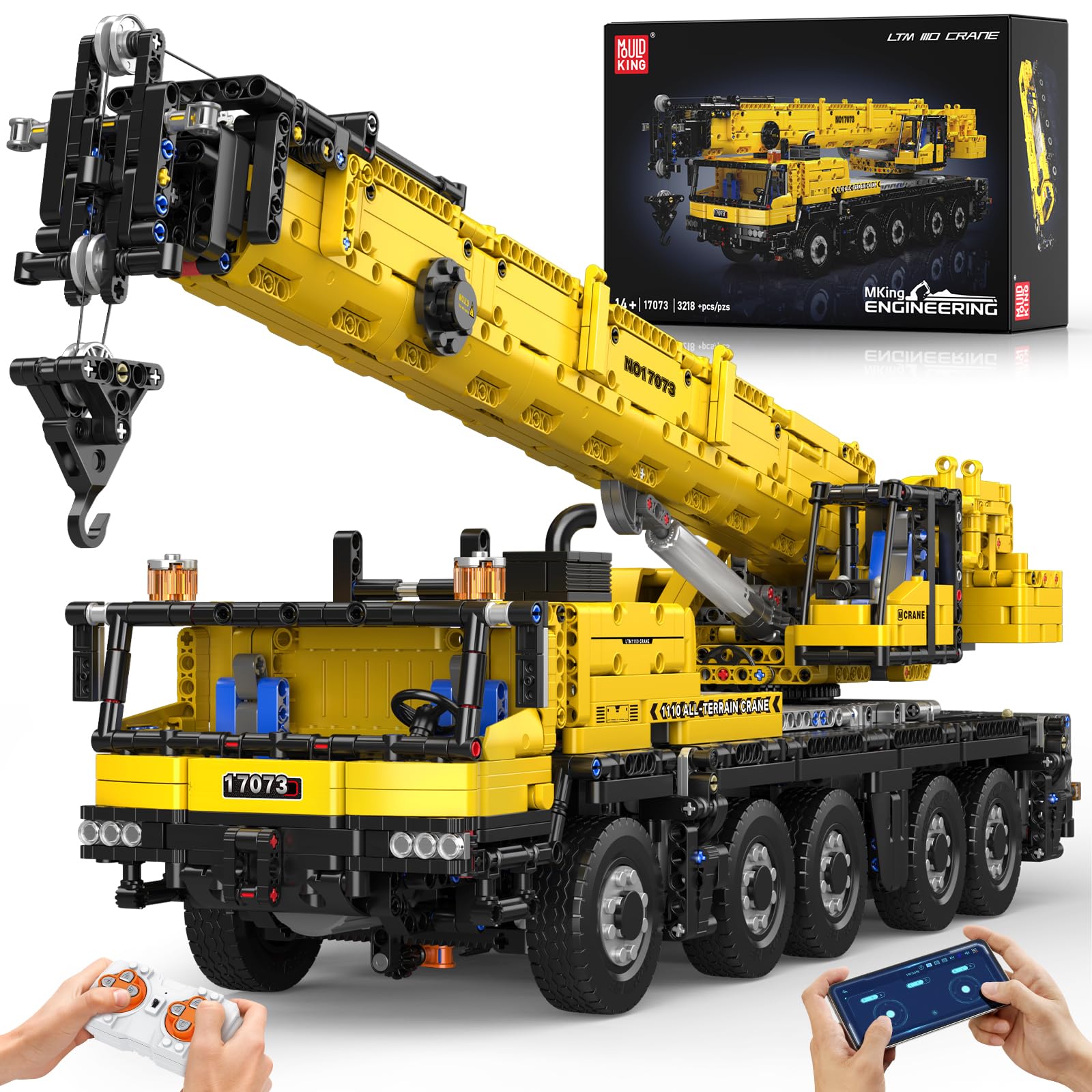 Mould King Large Technik Engineering Truck Building Sets - Motorised Construction Vehicle Model Kit for Adults - incl. a Movable Boom Arm & RC APP Control - Gift Idea - 17073
