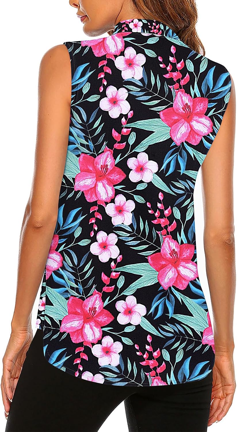 Koscacy Womens Golf Shirts Tank Tops for Women 2026 Loose Fit Sleeveless with Collar Yoga Athletic Running Shirts