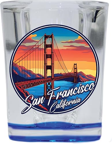 R and R Imports San Francisco California A Souvenir - Vaso de chupito cuadrado de 2.5 onzas, paquete de 2