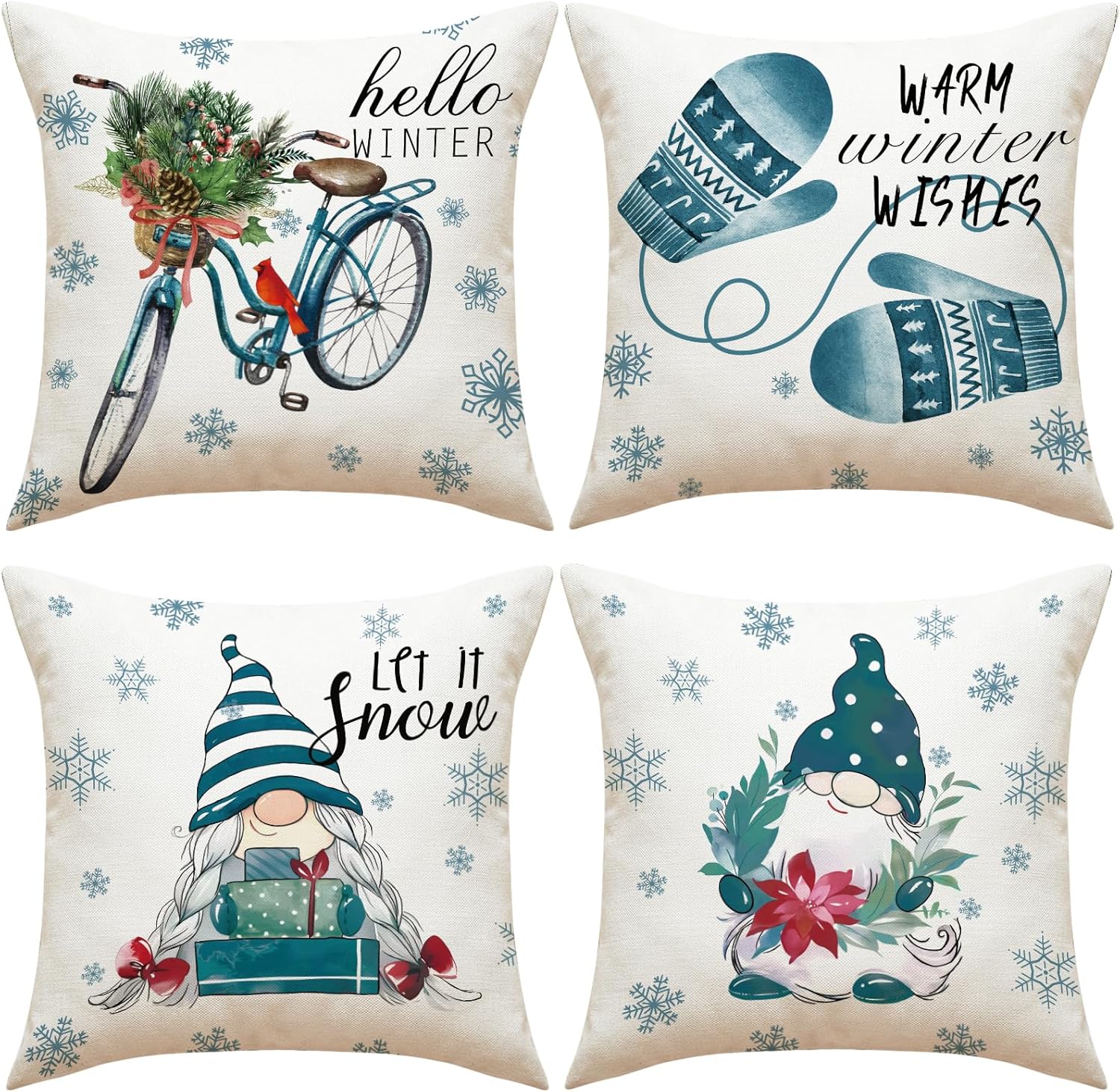 RUISYINS Christmas Decor Pillow Covers 18x18 Set of, Gnomes Theme Throw Pillow