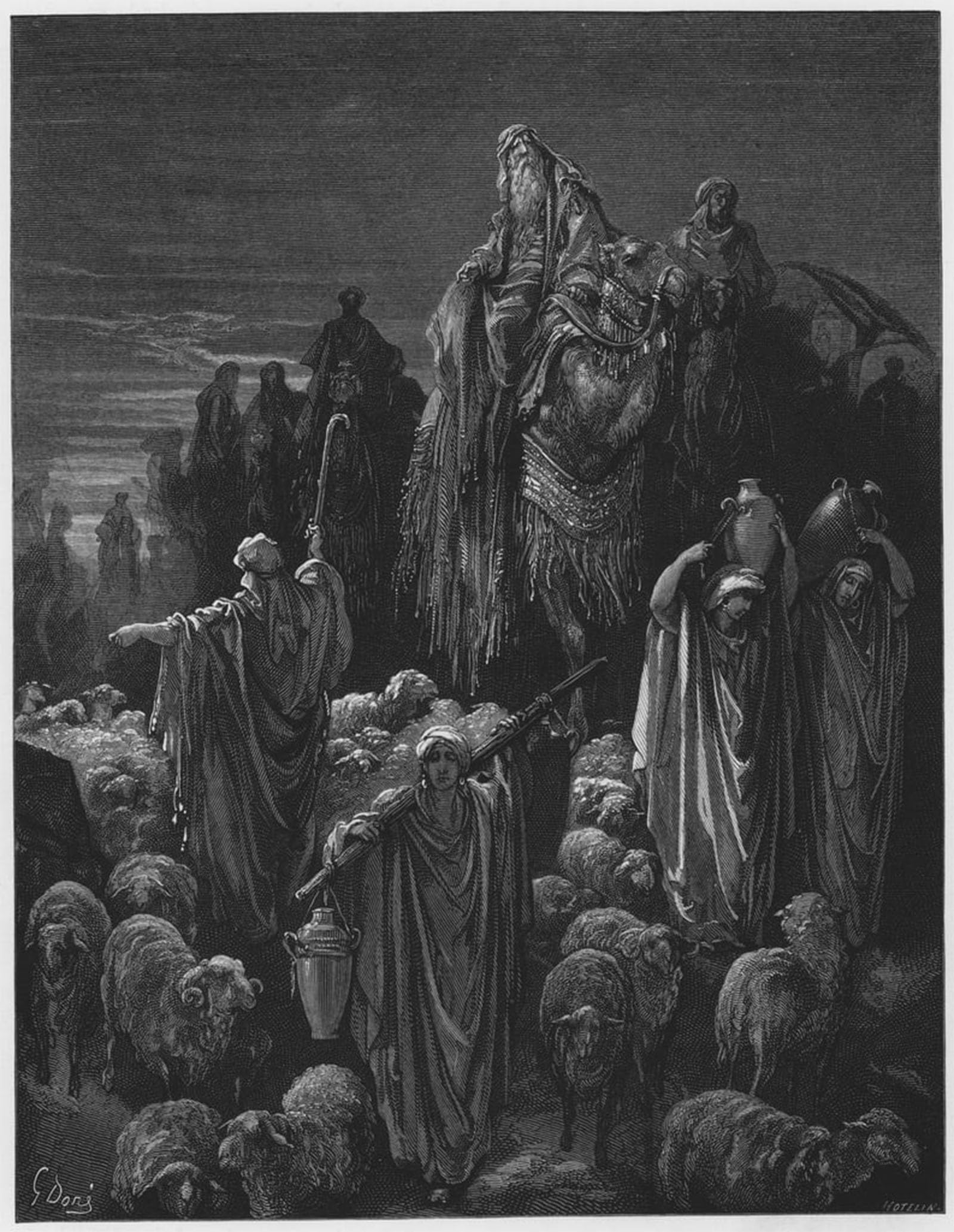 ARTXLXXBN Famous Prints Artwork Pictures Poster Painting Art Bible Jacob Goeth Into Egypt by Gustave Dore Artwork Landscape Pictures for Home Decor 60x90cm