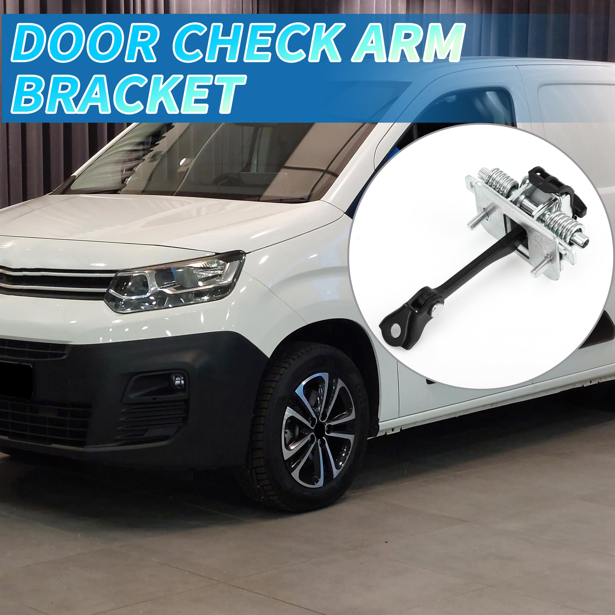 A ABSOPRO Door Check Strap Stopper Limiter No.9181P2 Door Check Bracket Stop for Citroen Berlingo III for Peugeot Partner Tepee Metal Front Left Right/LH RH - Image 3