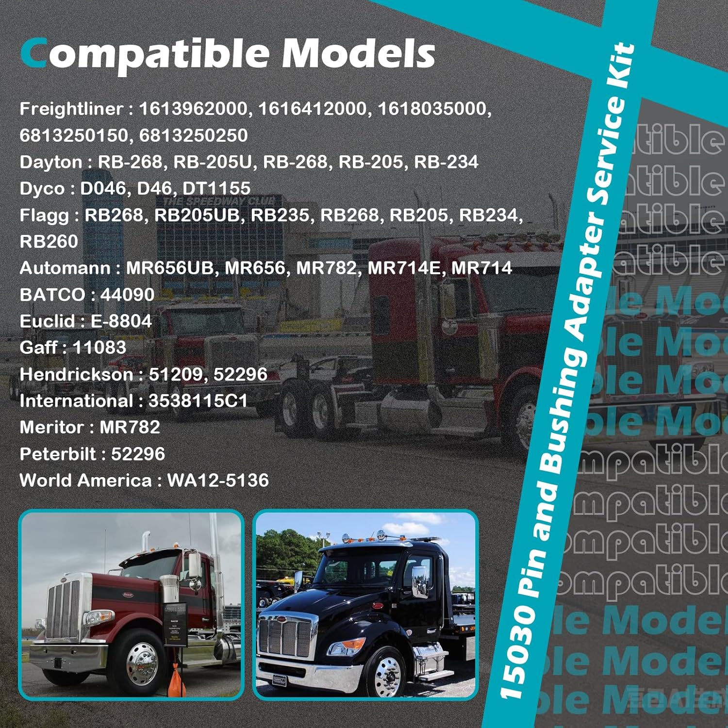 15030 Pin and Bushing Adapter Service Kit Compatible with Heavy Duty Trucks & Equipment for Removing Installing Pins and Bushings