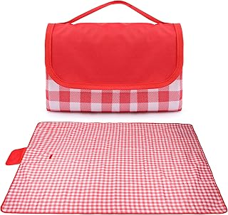 Picnic Blanket Waterproof Blanket Mat - 150 x 200cm Foldable Large Picnic Blanket, Washable Travel Picnic Rug Beach Camping Blanket for Outdoor Picnic BBQ Beach Camping Hiking Patio Park Garden (Red)