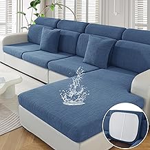 Ystyle Elastic Sofa Seat Cover, Waterproof Washable Sofa Cover, Universal Sofa Cover, Separate Non-Slip Cushions (2 Seater, Blue Grey)
